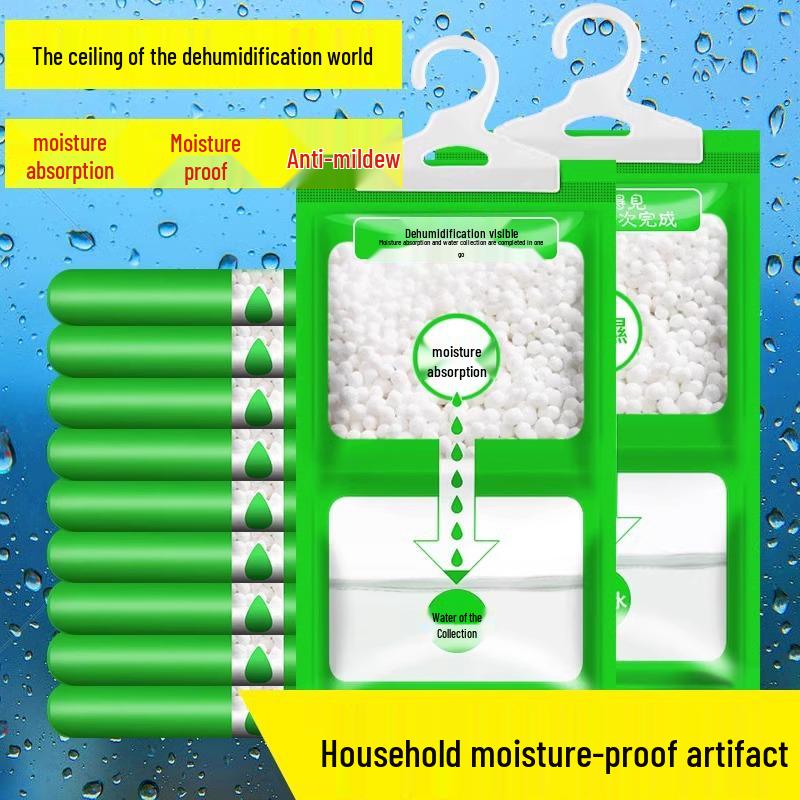 Dehumidifying Bag: Moisture & Mildew-Proof Hangable Absorber for Dorm Rooms, Wardrobes, and Bathrooms.