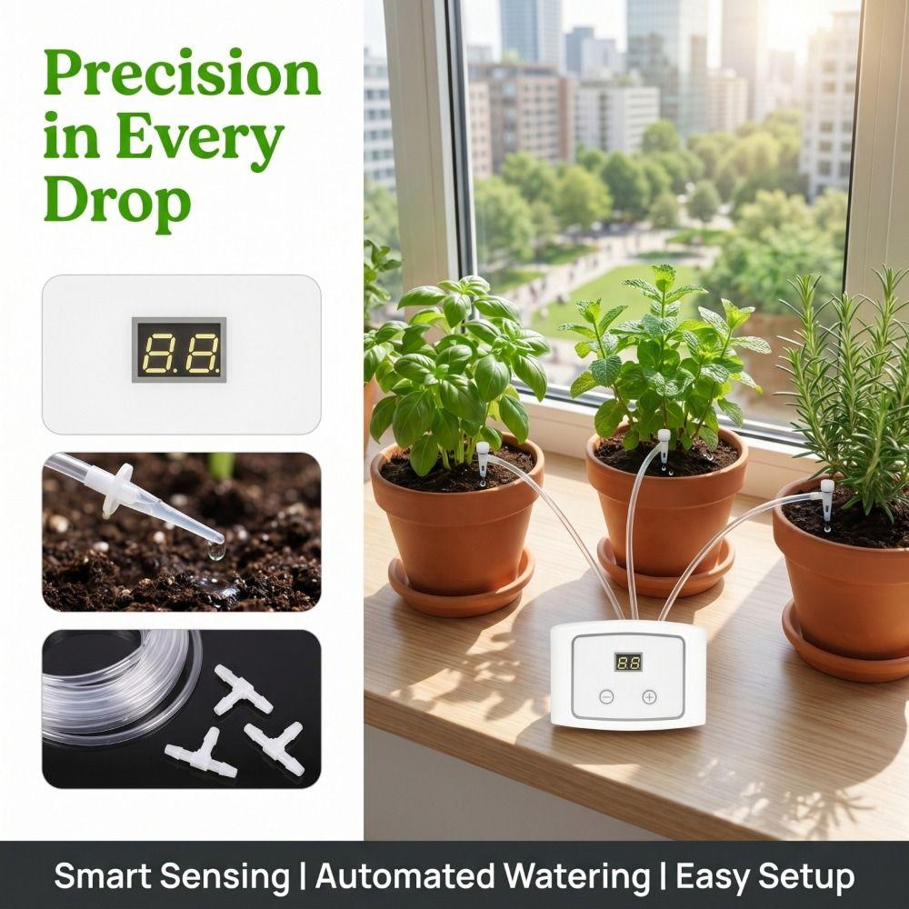 3 Protection Functions Smart Plant Waterer Humidity Sensing Automatic Watering System Home Garden
