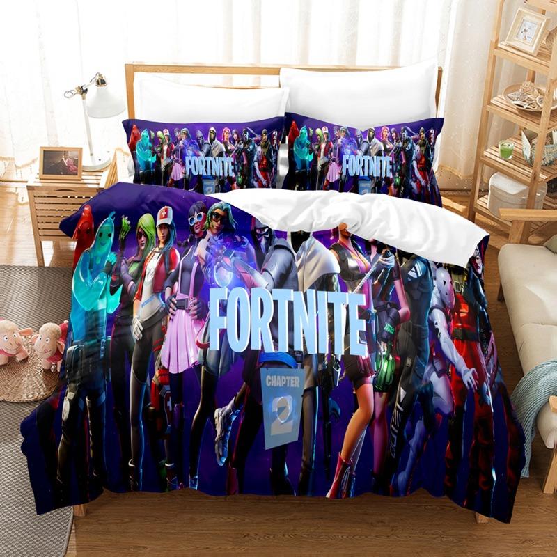 Comforter Fortnite Bedding Suit 3D Printed Bedroom Bed Bedclothes 2/3Pcs Anime Cartoon Room Decoration Kids Xmas Gift