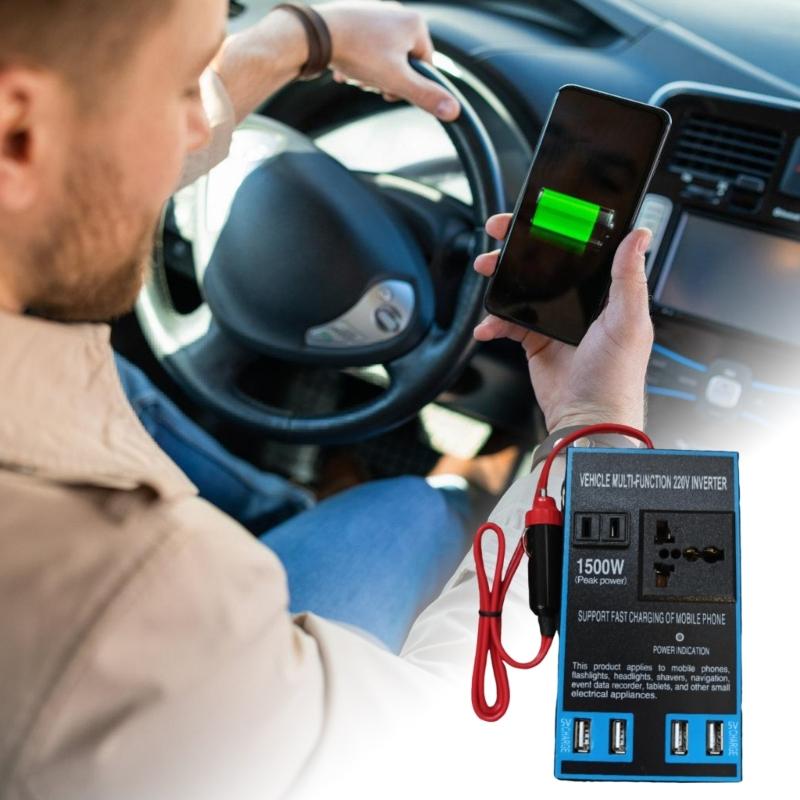 1500W Car Inverter USB DC12V 24V To Auto Power Inversor Fast Charging Car Power Adapter Socket