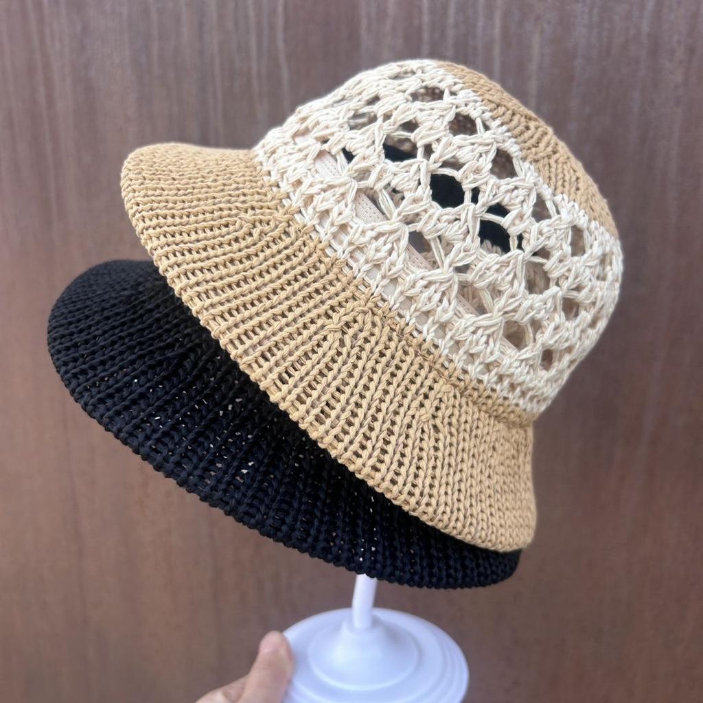 Sommer Strohhut Bucket Hohl Atmungsaktiv Fischerhut Sonnenschutz Modischer Gewebter Sonnenhut Modischer Fischerhut