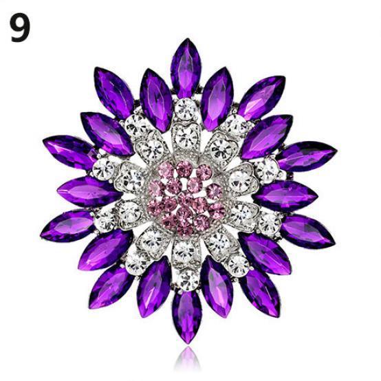 

Женская модная цветочная брошь с кристаллами и стразами для подарка на свадьбу темно-фиолетового
