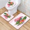 Flamingo Bathroom Toilet Three-Piece Floor Mat Doormat Bathroom Carpet