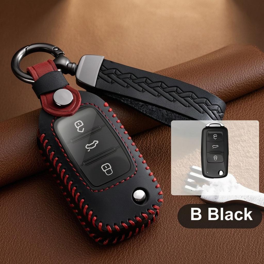 Leather Key Fob Case For Volkswagen VW Golf 4 5 6 8 Polo Passat B7 B8 Tiguan Jetta Passat ID.3 ID.4 Key Cover Protector Shell