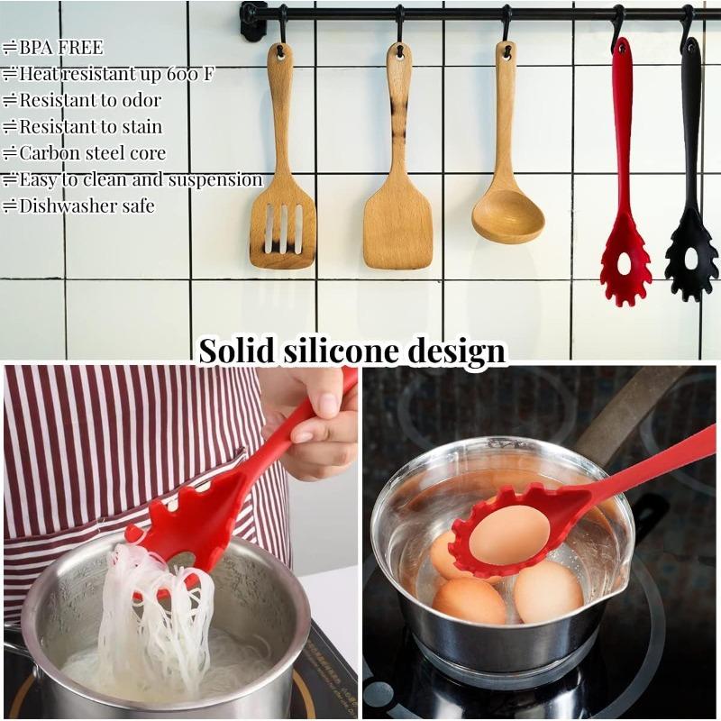 5PCS Food Grade Silicone Pasta Fork, BPA Free Spaghetti Server, Heat Resistant 480°F Hygienic Noodle Spoon for Kitchen Use