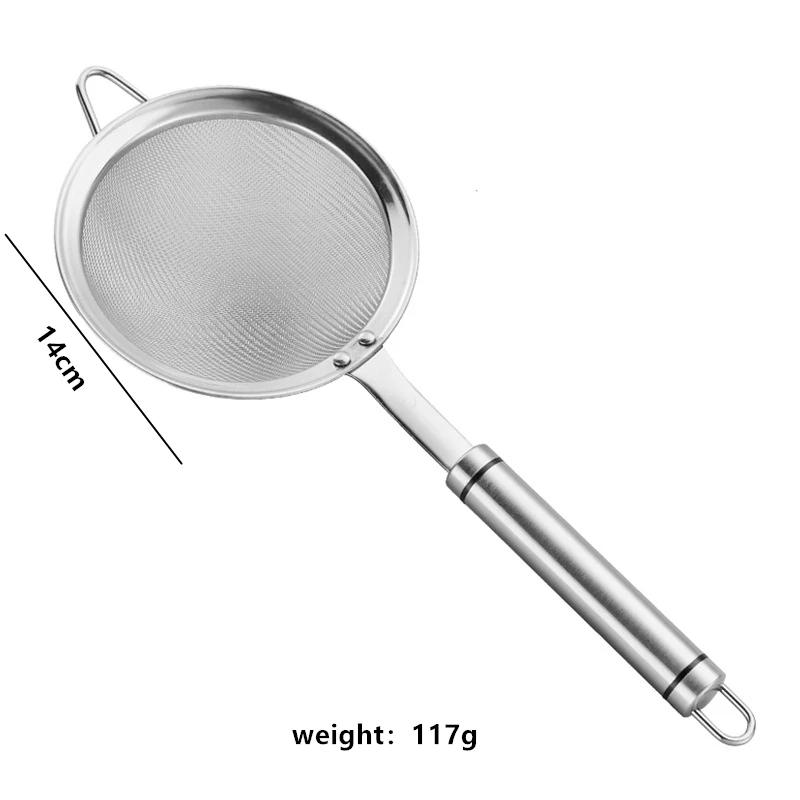 304 Stainless Steel Strainer Colander Ultra-Fine Bean Berry Juice Flour Filter Sieve Frying Oil Filter Spoon Kitchen Utensils