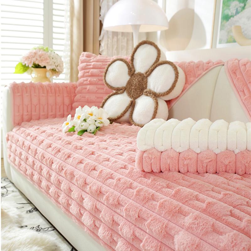 Tlustý plyšový polštář na pohovku Zimní teplé pohovky Rohož Ručník Protiskluzové Univerzální potahy na pohovku Domácí mazlíčci Dětská měkká deka na pohovku Obývací pokoj