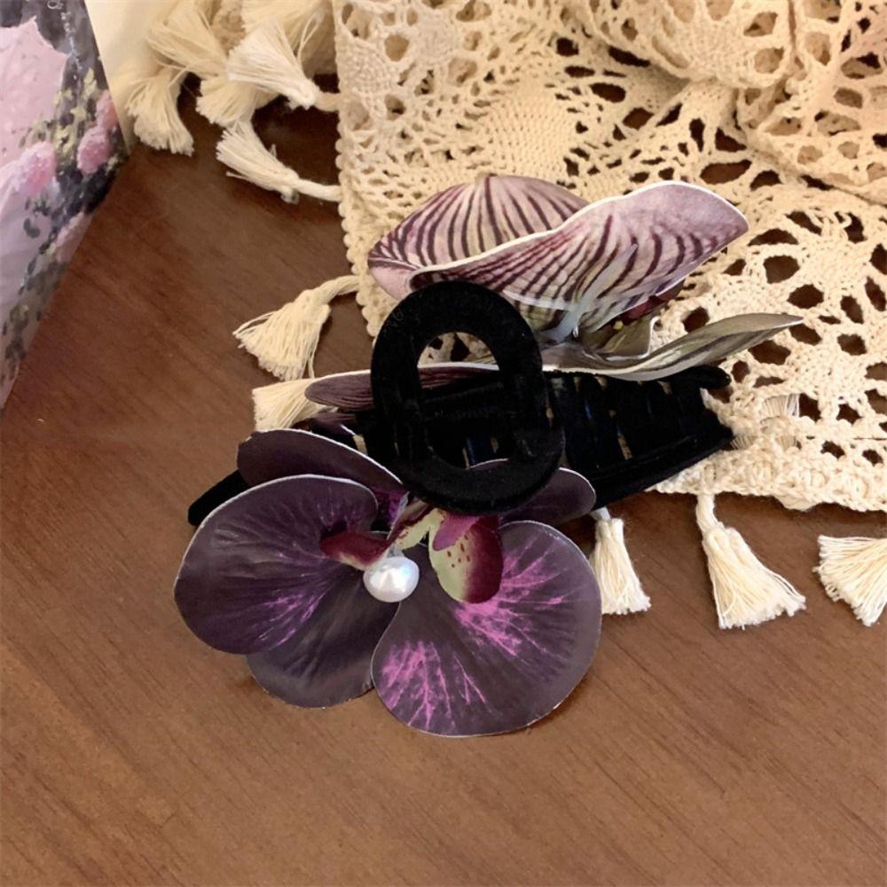 Butterfly Orchid Orchid Hair Clip Ponytail Clip Large Shark Clip Cute Flower Hair Claw  Daily