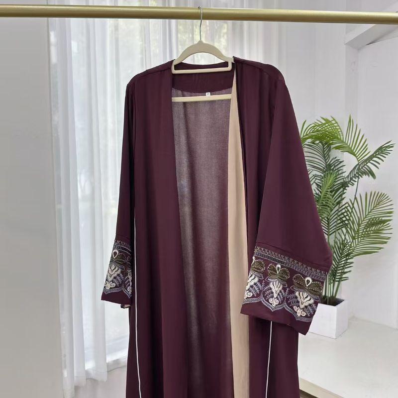 

New Arrival Middle East Dubai Arab Fashion Thorn Cardigan Robe Dress Embroidered Robe Dress Brown 58