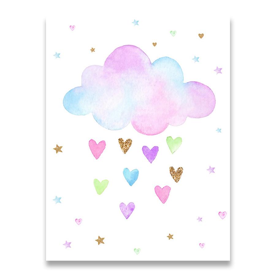 Rainbow Unicorn Wall Art Prints Baby Nursery Poster Cute Canvas Painting Nordic Decoration Picture Children Kids Bedroom Decor
