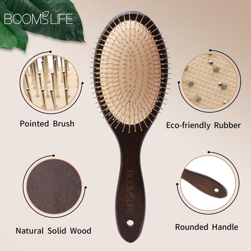 Steel Hair Brush Personalized  Wood Comb Metal Stainless Pin Hair Brushes Portable Detangling Hair Brush Massage Scalp Comb1