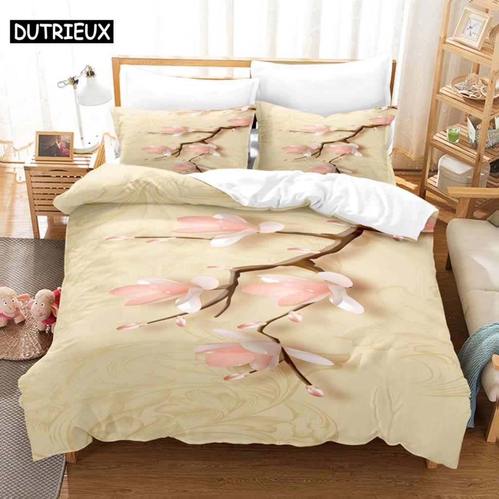 Floral Duvet Cover Sets Double Bed Scenic Quilt Cover Single Bed Queen Bedding Set With Pillowcase 220X240Cm 3Pcs 2Pcs Polyester