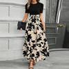 Women's Floral Print High Waist Fashionable And Elegant Dress