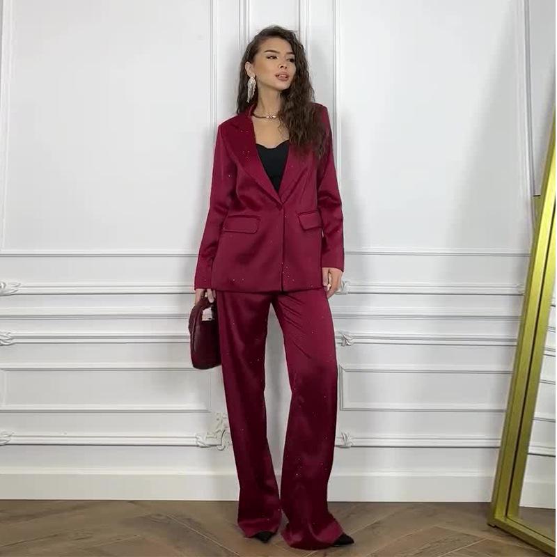 

2025 Лето Женский Европейский и Американский Стиль Чистого Желания Куртка Прямого Кроя S вино красного