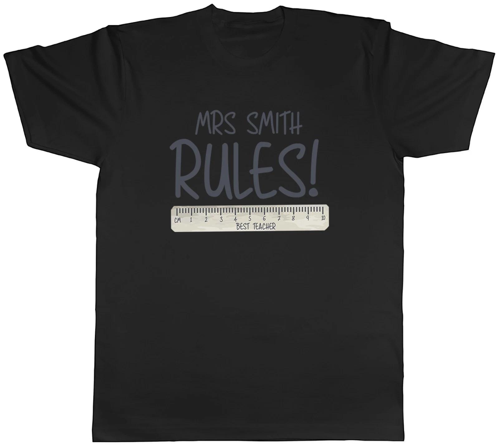 Personalised Teacher Rules Funny Ruler Teaching Mens T-Shirt Tee Gift Top L