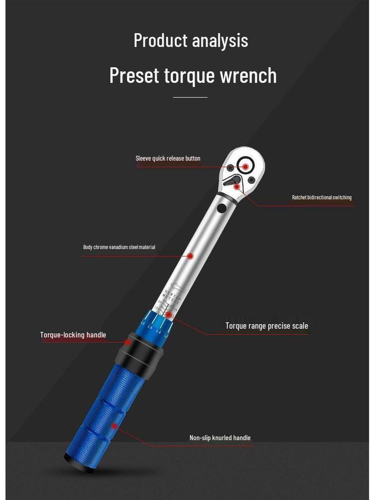33-teiliger Hochpräzisions-Drehmomentschlüssel, einstellbar, für Kfz-Reifen, Zündkerzen und Fahrräder
