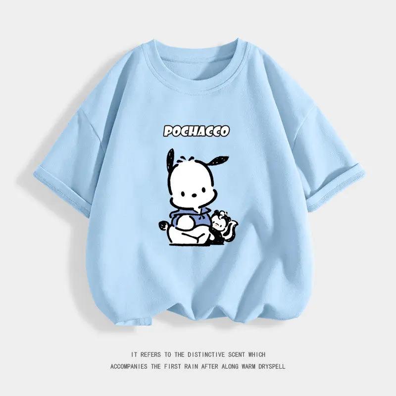 2026 Summer Childrens Tshirt Cartoon Pacha Dog Panda Printed Parent Child Clothing Pure Cotton Casual Boys and Girls Tshirt 100