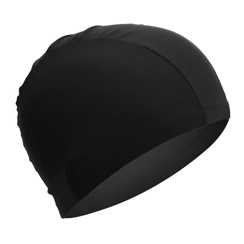 Swimming Cap High Elasticity Thick Durable Bathing Cap Polyester Swimming Hats for Women Men Black