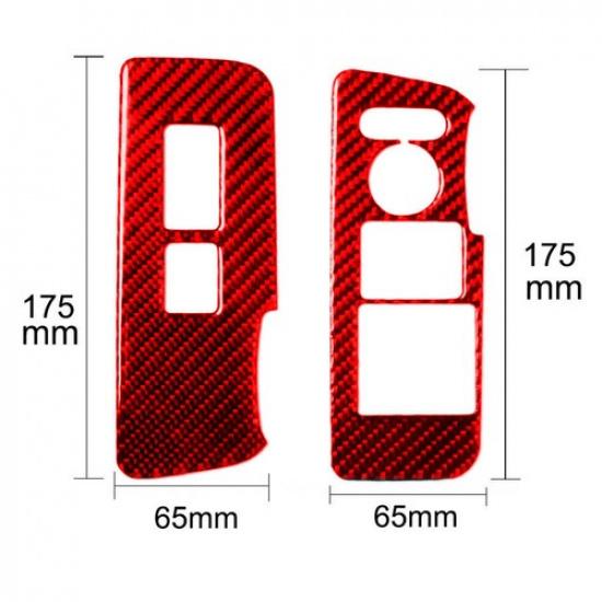 2x Red Carbon Fiber Winodw Control Switch Panel Trim For Honda Civic Coupe 13-15