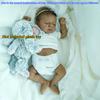 BZDOLL Realistic 48cm 19inch Black Skin Baby Reborn Asleep Girl Doll Full Body Soft Vinyl Bebe Waterproof Toy Lifelike Birthday Gift for Kids