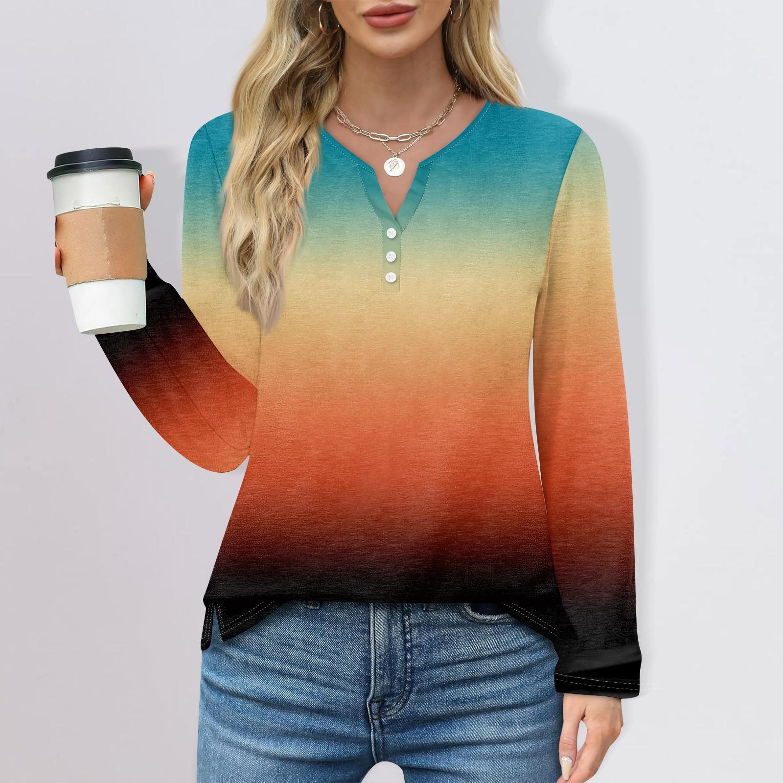 Жен. Футболка Футболка Пуговицы Цветочный принт Длинный рукав Повседневные Выходные Мода — фото 5