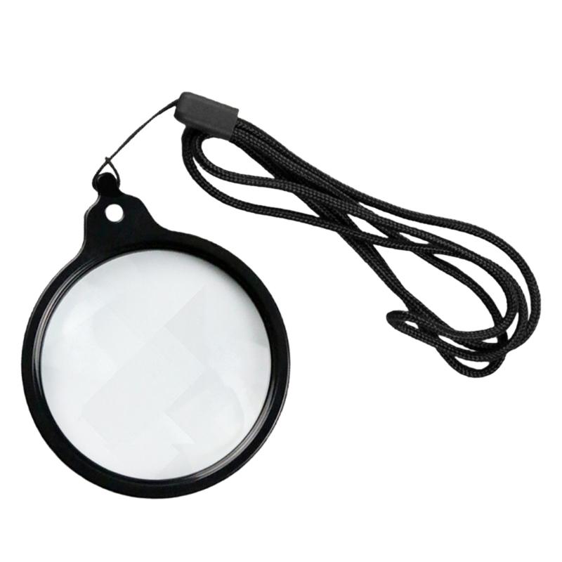 

Magnifying Glass Magnification Ergonomic Neck Strap ABS High Clarities Glass Seniors Children Hobbies чорний