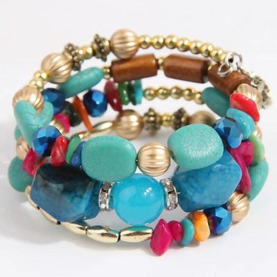 3Pcs Bohemia Charm Beaded Bracelets Set For Women Vintage Handmade Alloy Beads Chain Bangle Bracelets Female Boho Party Jewelry