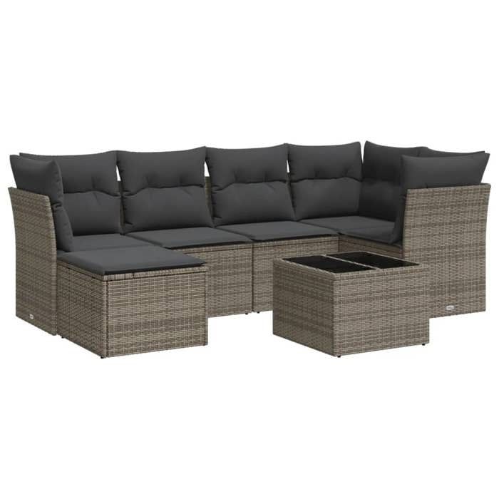 VidaXL Garden Lounge Set with Cushions 7 Pcs, Patio Sofas, Patio Furniture Set, Outdoor Furniture, Grey 3249799