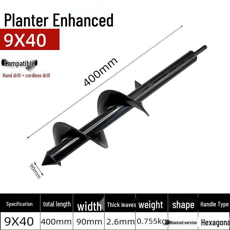 GearUp AutoMoto Spiraalvormige handboormachine voor het planten van zaden, bloemen en groenten in een kas, met elektrische boormachine en zaklamp.