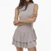 Women's Fashion Summer Spring Solid Color Print Sleeveless O-Neck Loose Waistline Casual Dresses