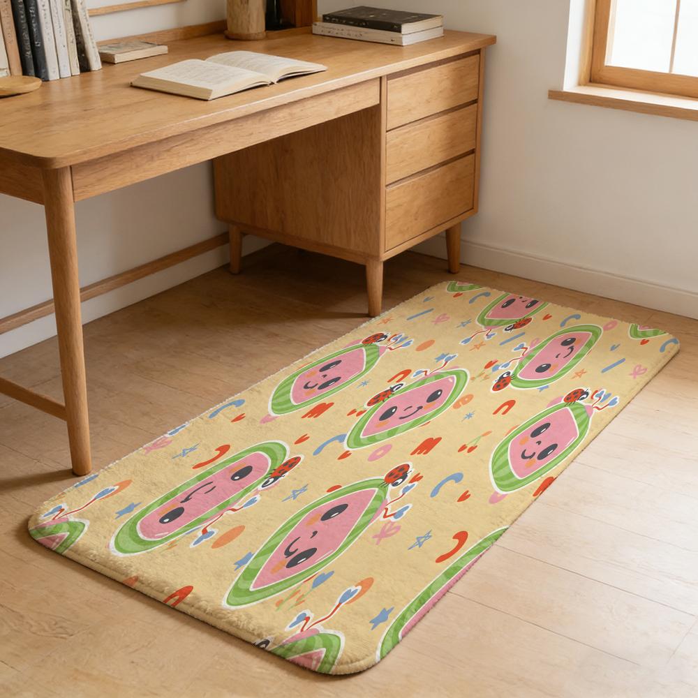 cartoon C-COCOMELON Floor Mat Flannel Door Mat Non-Slip Absorbent Washable Indoor Home Rug