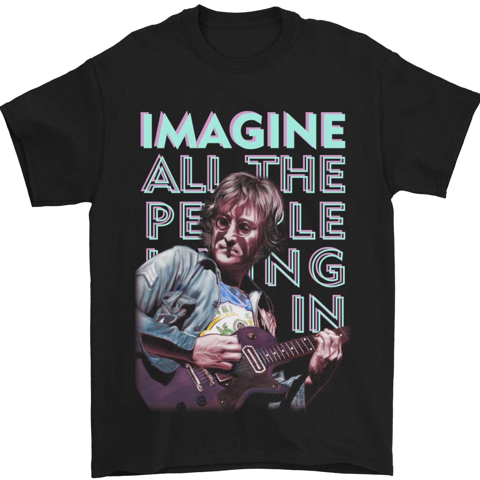 Imagine World Peace Music Guitar Hippy Mens T-shirt Cotton XL