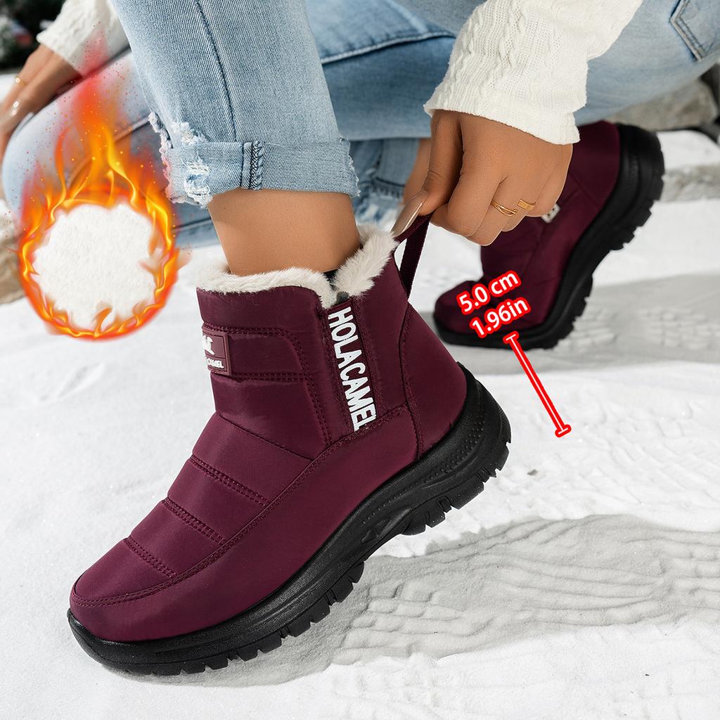 Women's Snow Boots with Thickened Fleece for Warmth, Outdoor Waterproof Women's Shoes, Elastic Mouth Snow Boots