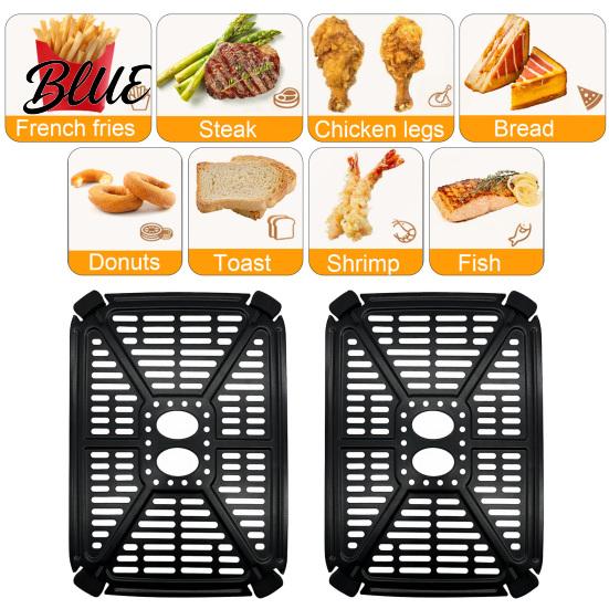 Ventilated Crisper Tray for Even Heating Air Fryer Grill Rack Replacement Holstein Housewares Dual Basket 4.4QT Carbon Nonstick Steel Non-Stick Plate
