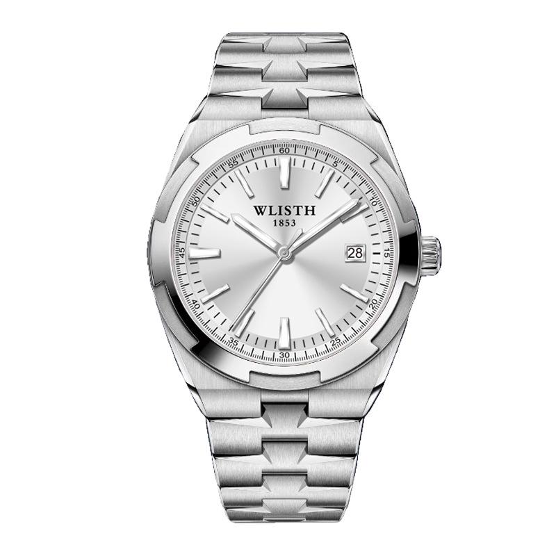 WLISTH Men s Waterproof Quartz Business Watch with Steel Strap and Calendar Display