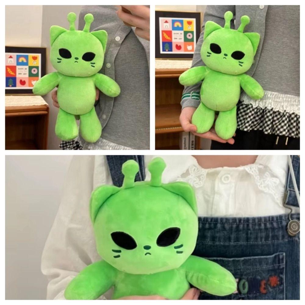 Stuffed Animal Kitten Plushie Dolls Green Space Cat Plushie Alien Cat Plush Toy for Friends