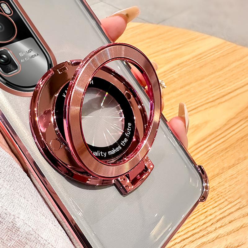 Przezroczyste Wstrząsoodporne Przezroczyste Platerowane Etui z Magnetycznym Stojakiem Magsafe Dla OPPO Reno 10 11 12 Pro