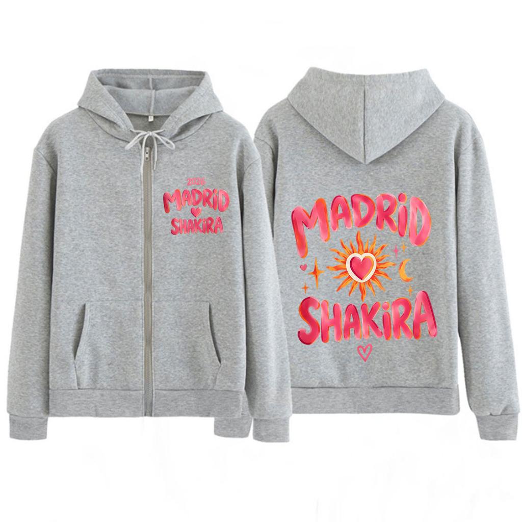 Shakira Las Mujeres Ya No Lloran Album  Tour Print Zipper Hoodie Men Women High Quality Long-sleeved Casual Zip Up Jacket