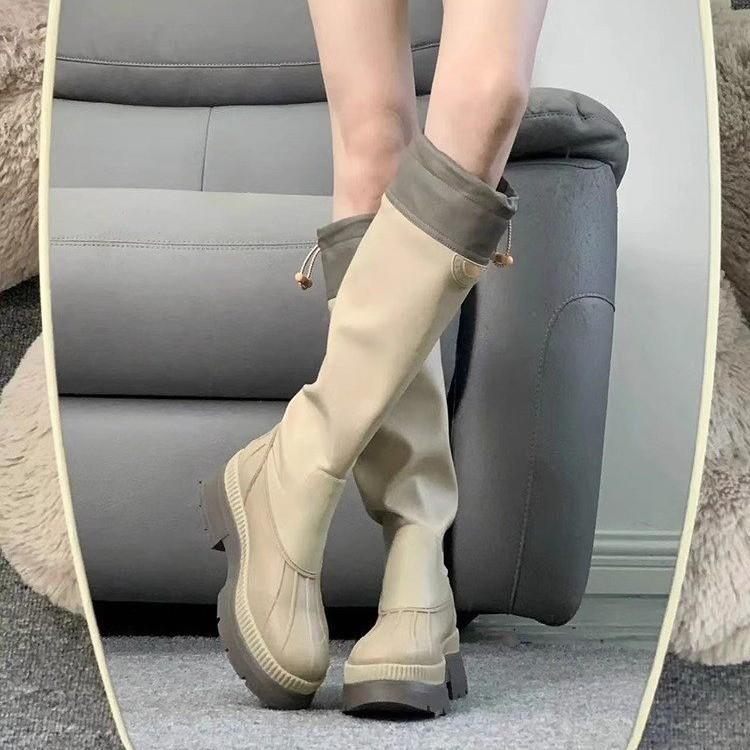 Height-increasing and thin long boots, high boots, children's autumn new small adjustment leather boots, trouser boots