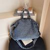 High Quality Denim Solid Color Zipper Shoulder Bags 2026 Daily Commute Handbags Large Capacity Women's Handbags