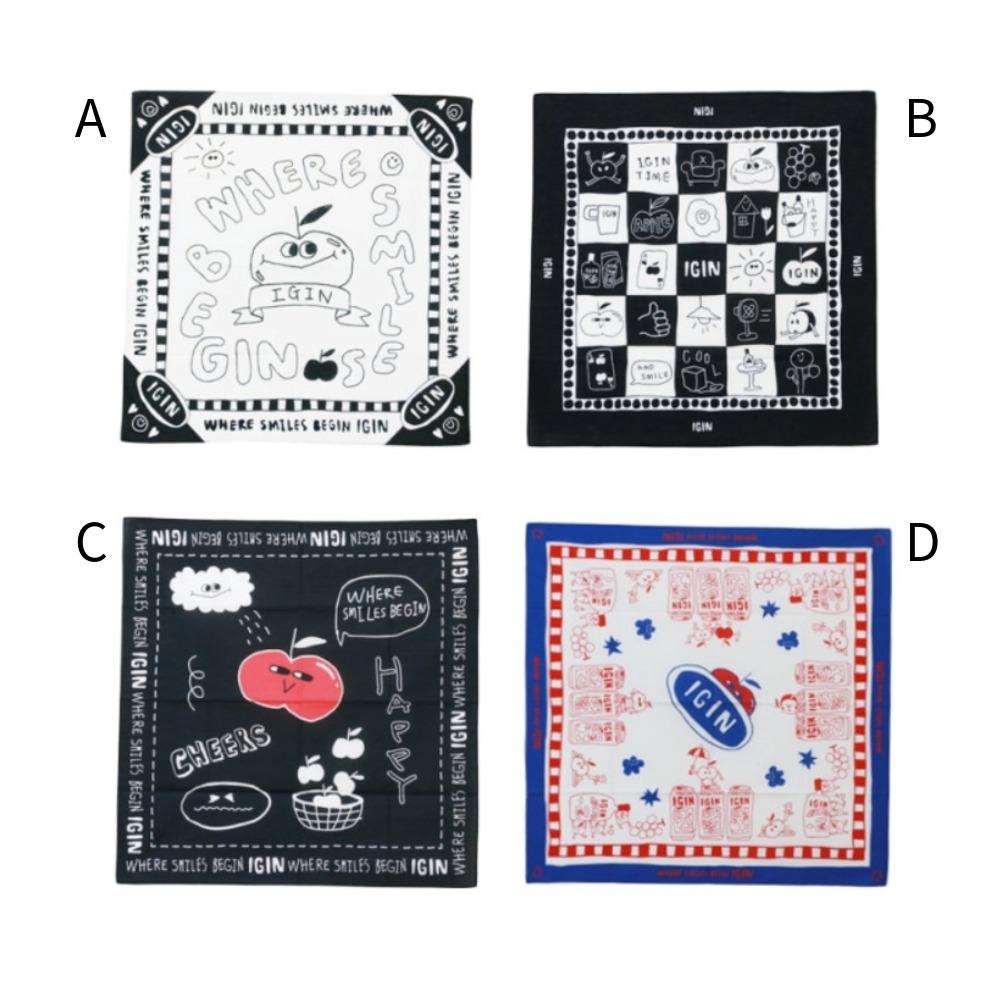 IGIN Cotton Bandana Scarf 55cm Korean Fashion Unisex Head Scarf