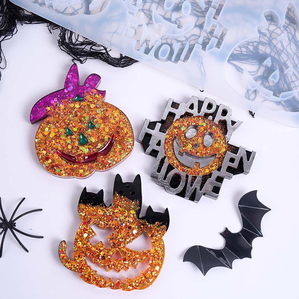 Devil Pumpkin Pendant Silicone Mold DIY Epoxy Resin Casting Molds Plaster Epoxy Resin Keychain Tag Jewelry Craft Gifts Making