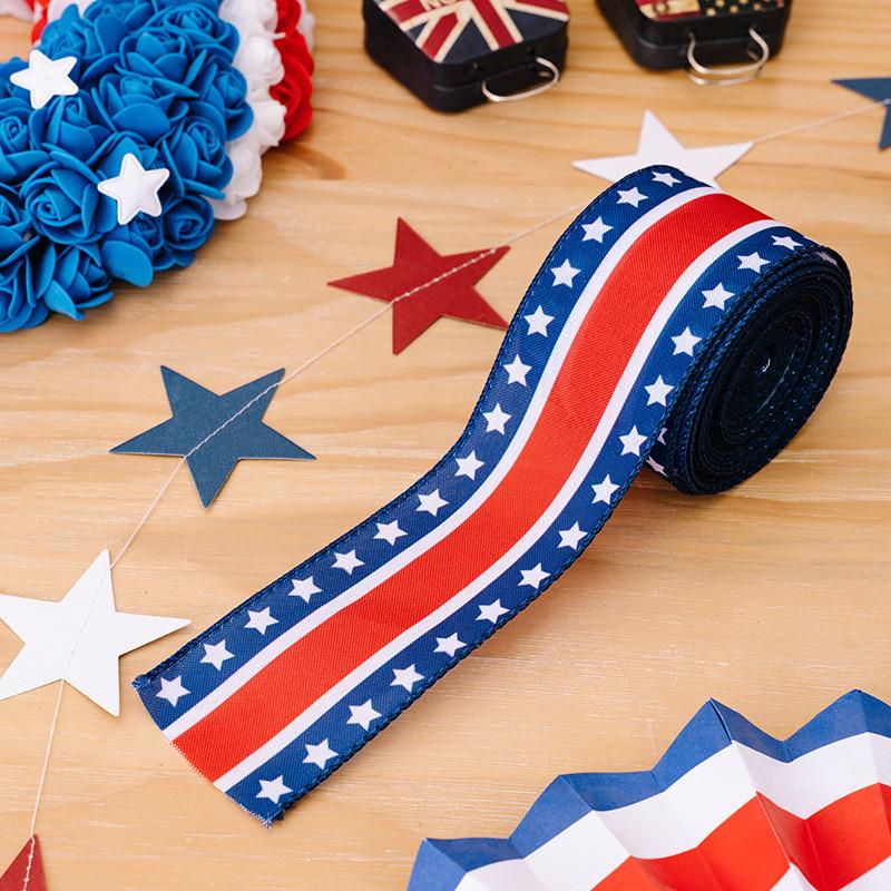 Independence Classic Day Celebration Decor American Fabric Ribbons In Red White And Hues Blue