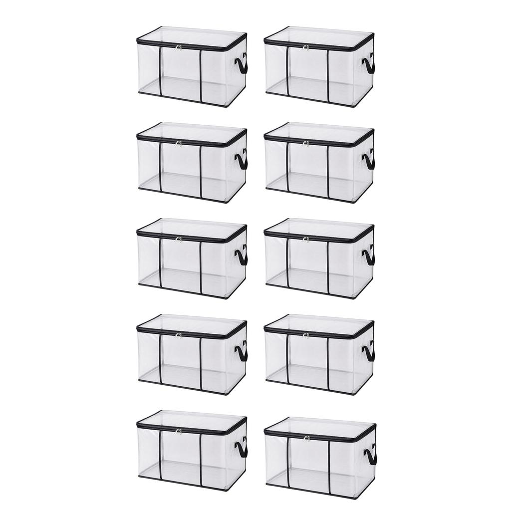 Large Capacity Transparent PVC Storage Bag with Zipper Closure and Reinforced Handles for Clothes Bedding and Moving Organization