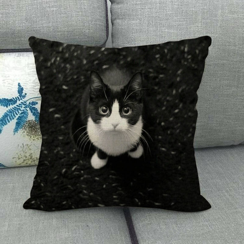 Bohemian Plush Pillow Covers with Charming Kitten Design ,45x45 Cm