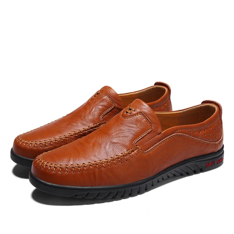 Fashion Spring Autumn Leather Classic Mens Slip on Shoes Lightweight Male Comfortable Walking Shoe New All-match for Men Business Shoes
