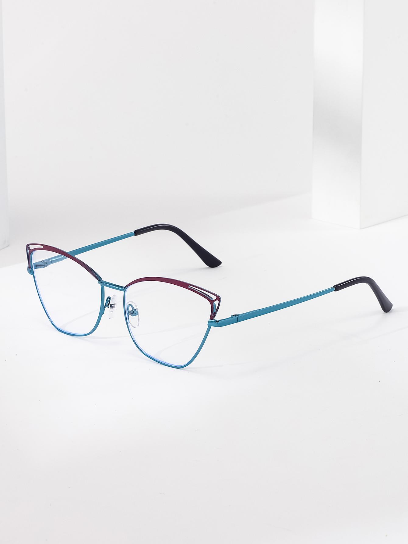 New metal polygonal frame anti-blue plain glasses frame is slim and retro and ultra-light.