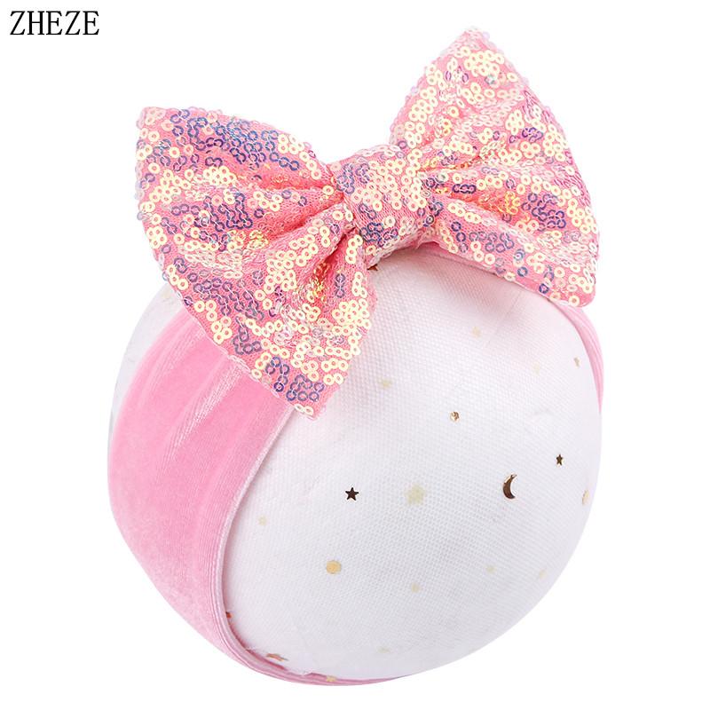 Baby Soft 5" Hair Bow Headband Kids Girls Velvet Headwrap Turband Toddler Photo Pro DIY Hair Accessories