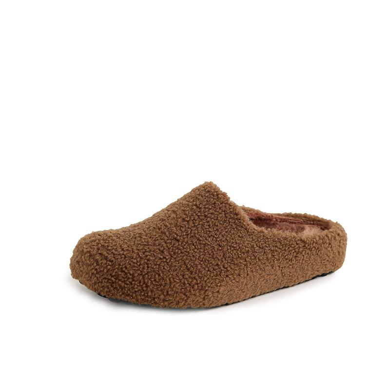 Women's Home Slippers Baotou Thermal Cotton Slippers Woman Outside Velvet Half Slippers Women Wear Autumn and Winter Models