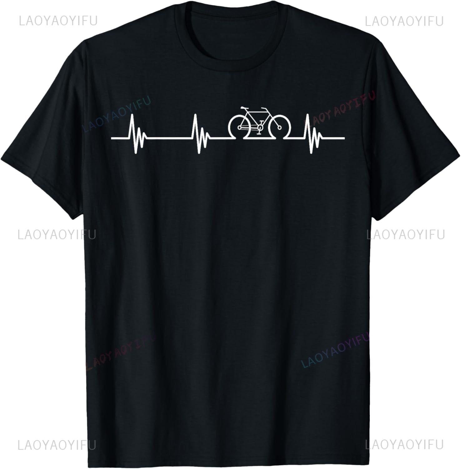 Cycling Heartbeat Tshirt Bicycle Love Biking Shirt Gifts Tshirt Print Original Design Gifts T Shirts Unisexs Camiseta Hombre S